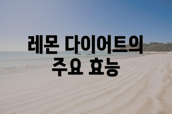 레몬 다이어트의 주요 효능
