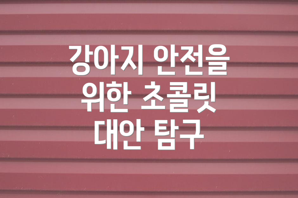 강아지 안전을 위한 초콜릿 대안 탐구