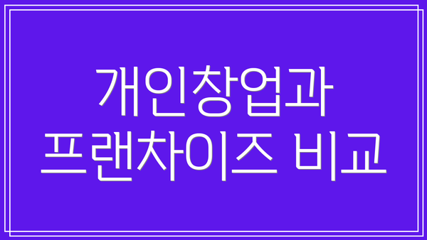 개인창업과 프랜차이즈 비교