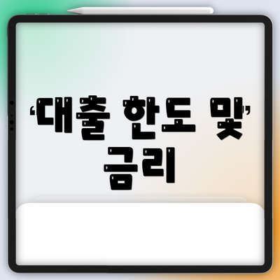 대출 한도 및 금리