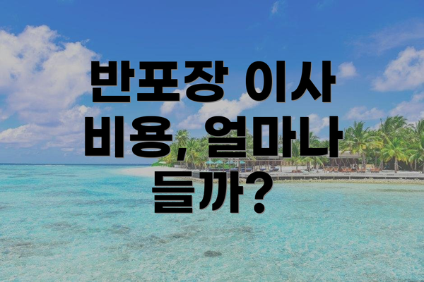 반포장 이사 비용, 얼마나 들까?