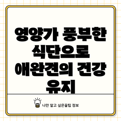 영양가 풍부한 식단으로 애완견의 건강 유지
