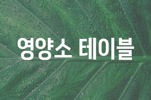 영양소 테이블