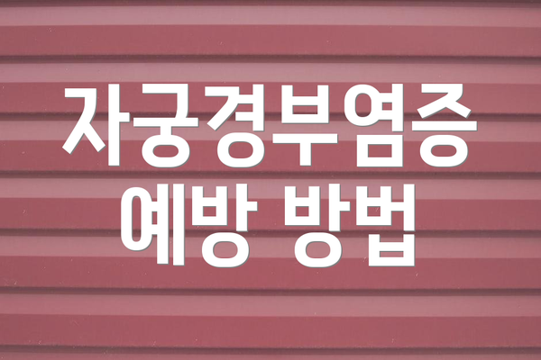 자궁경부염증 예방 방법