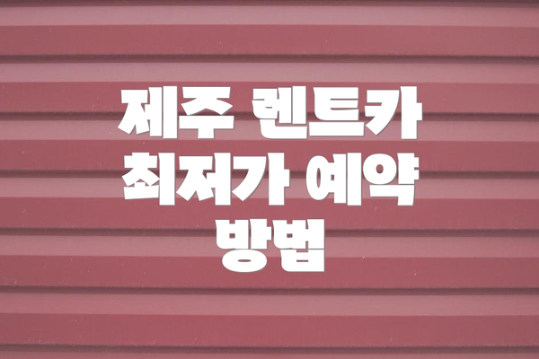 제주 렌트카 최저가 예약 방법