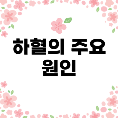 하혈의 주요 원인