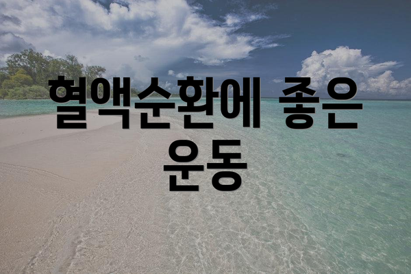 혈액순환에 좋은 운동