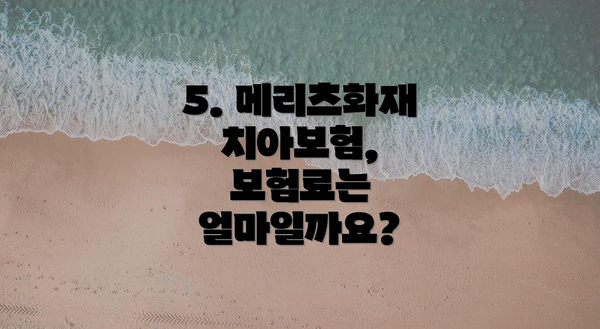 5. 메리츠화재 치아보험, 보험료는 얼마일까요?