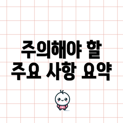 주의해야 할 주요 사항 요약