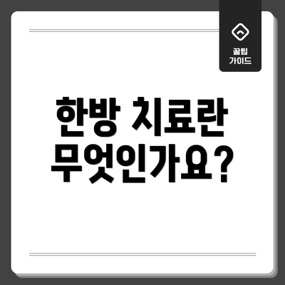 한방 치료란 무엇인가요?
