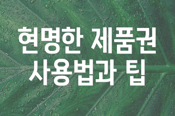 현명한 제품권 사용법과 팁