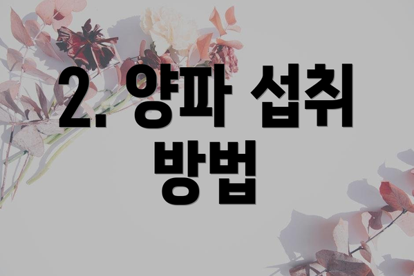 2. 양파 섭취 방법