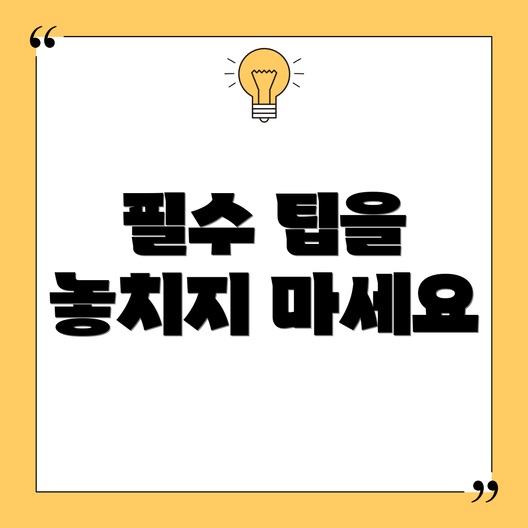 필수 팁을 놓치지 마세요