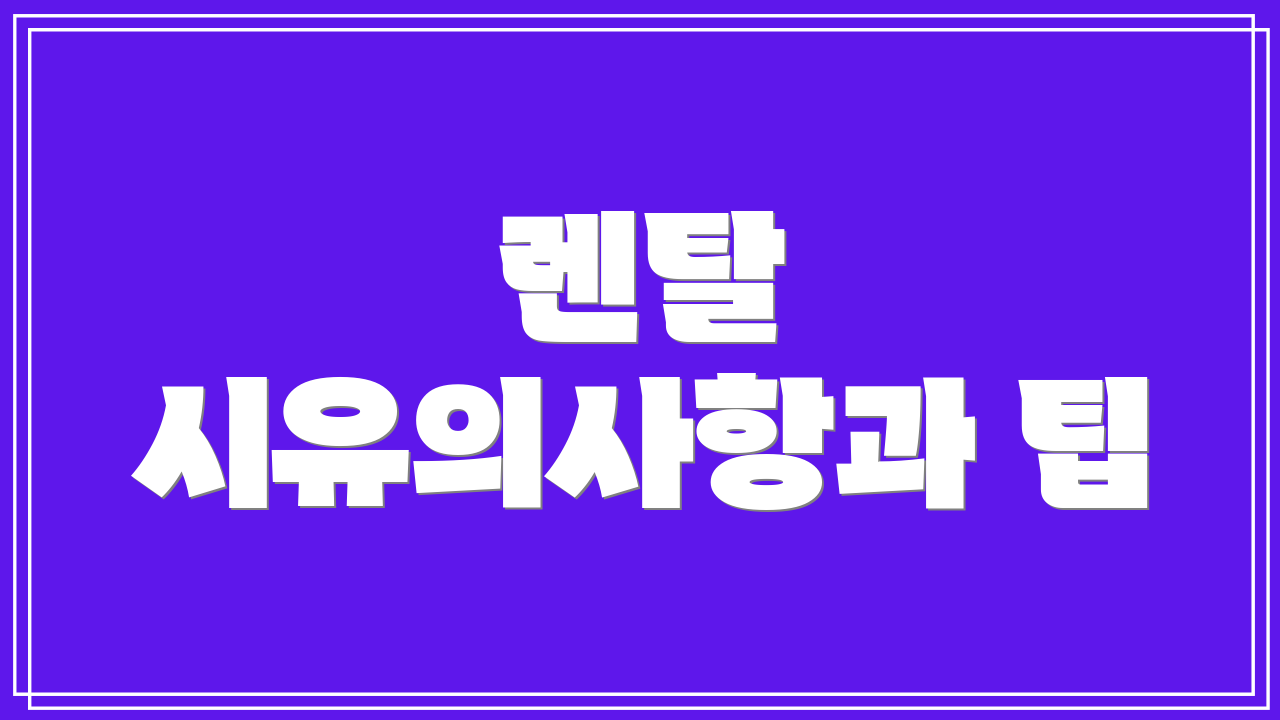 렌탈 시유의사항과 팁