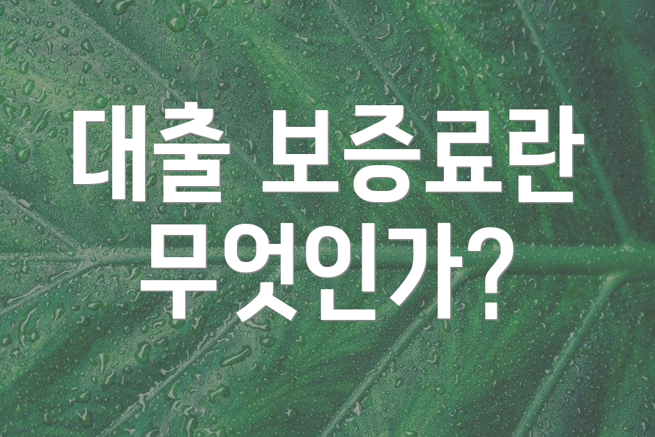 대출 보증료란 무엇인가?