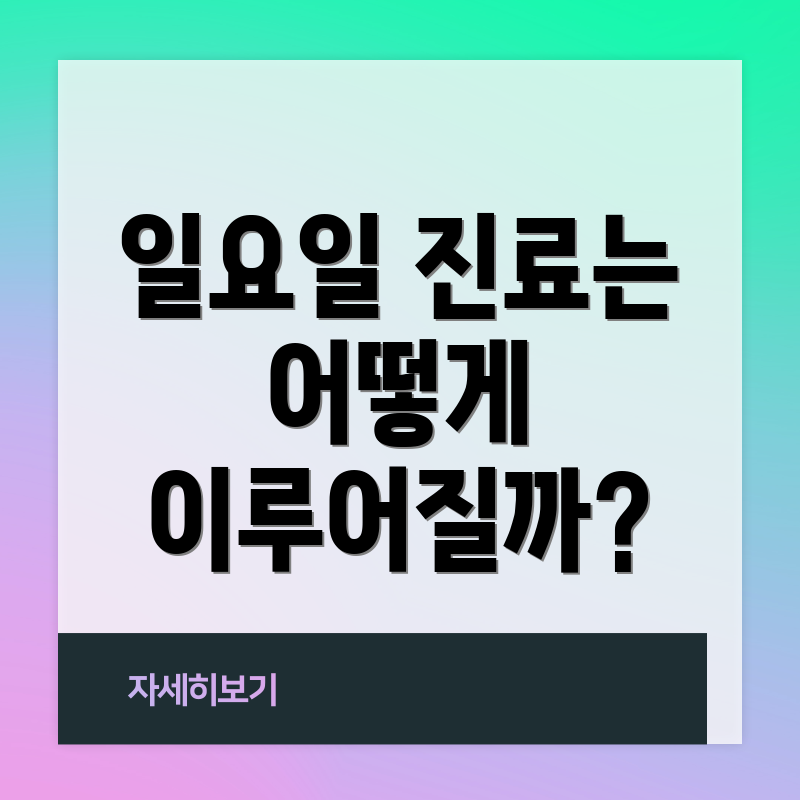 일요일 진료는 어떻게 이루어질까?