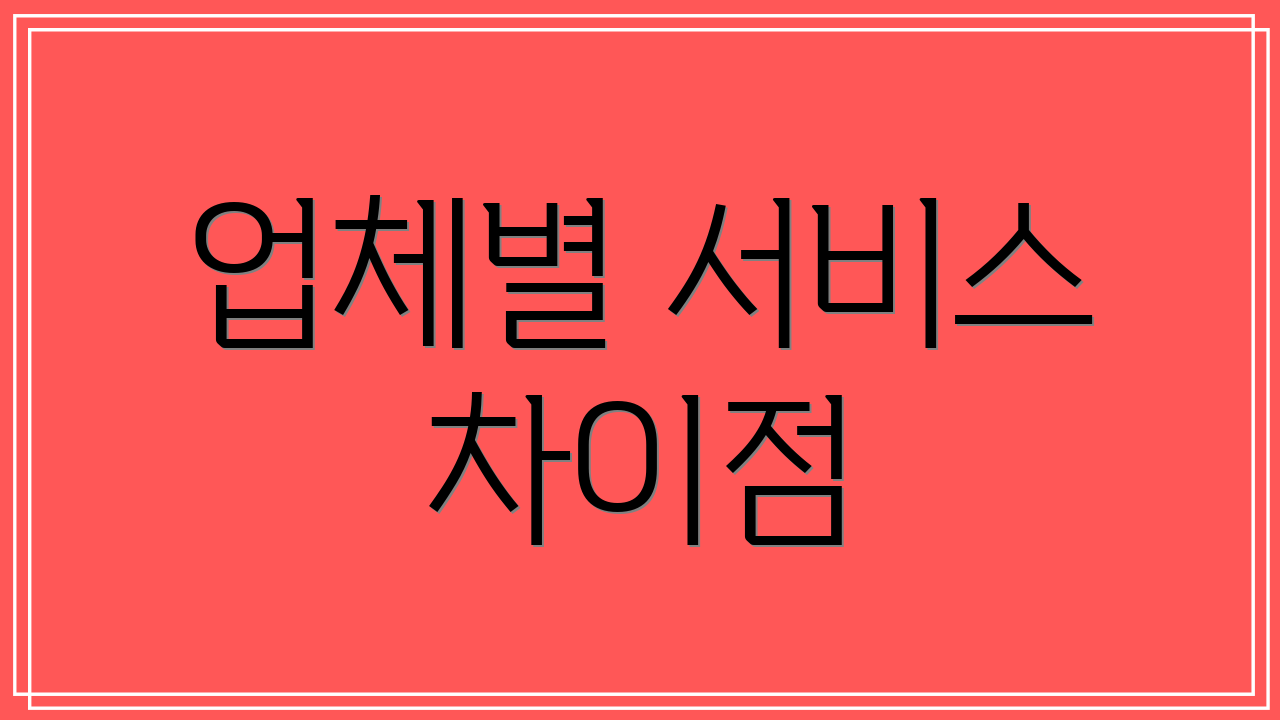 업체별 서비스 차이점