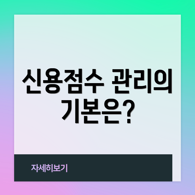 신용점수 관리의 기본은?