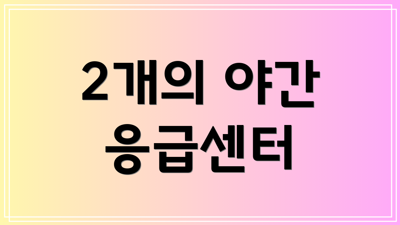 2개의 야간 응급센터