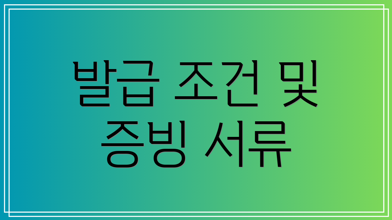 발급 조건 및 증빙 서류