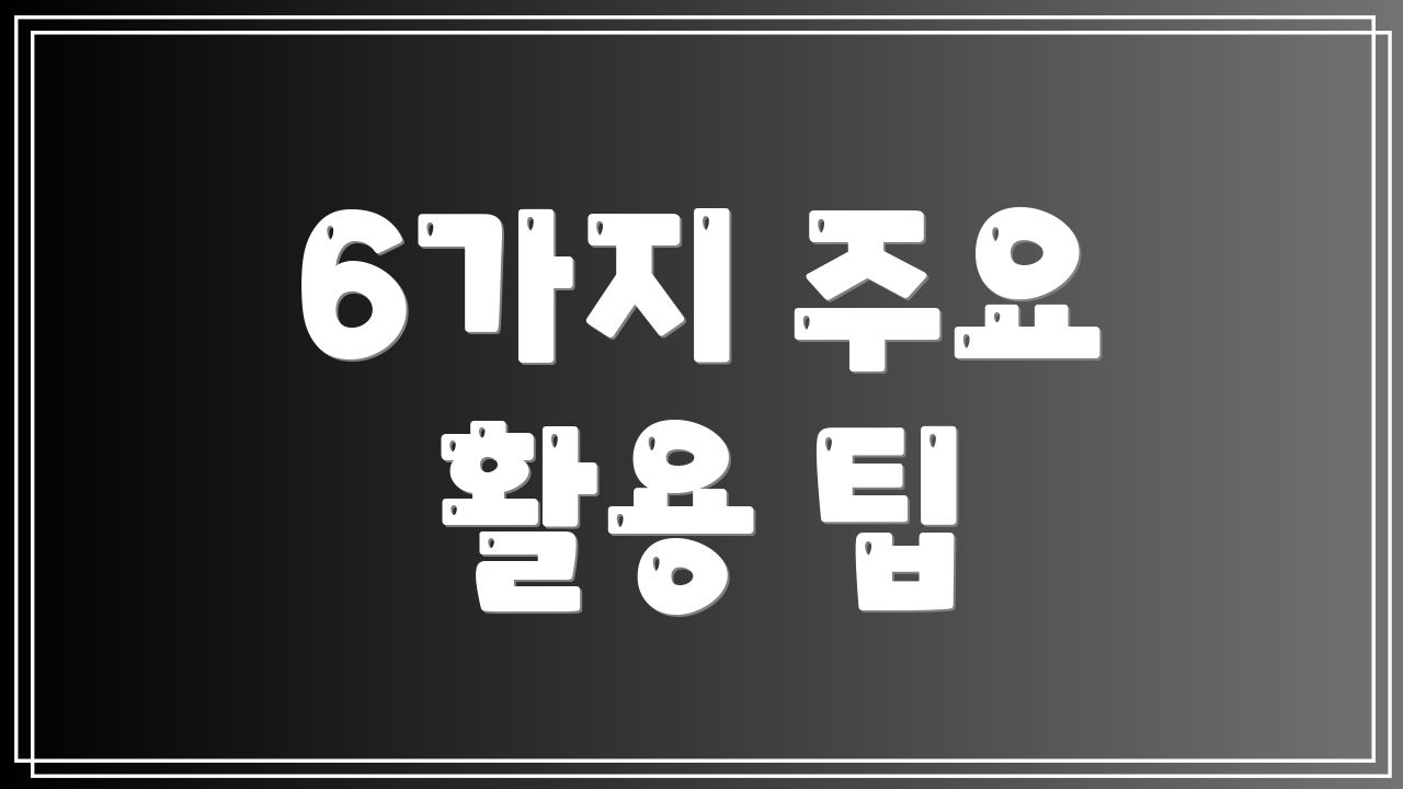 6가지 주요 활용 팁