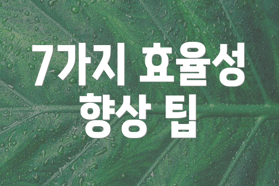 7가지 효율성 향상 팁