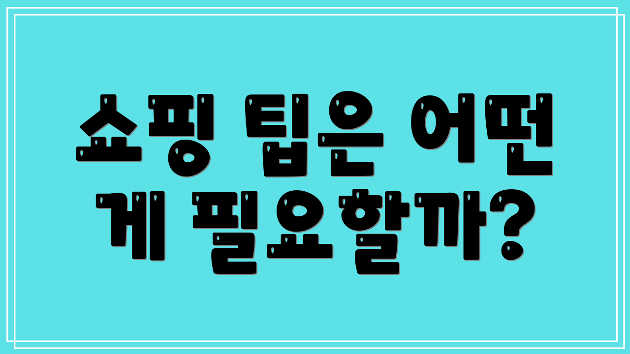 쇼핑 팁은 어떤 게 필요할까?