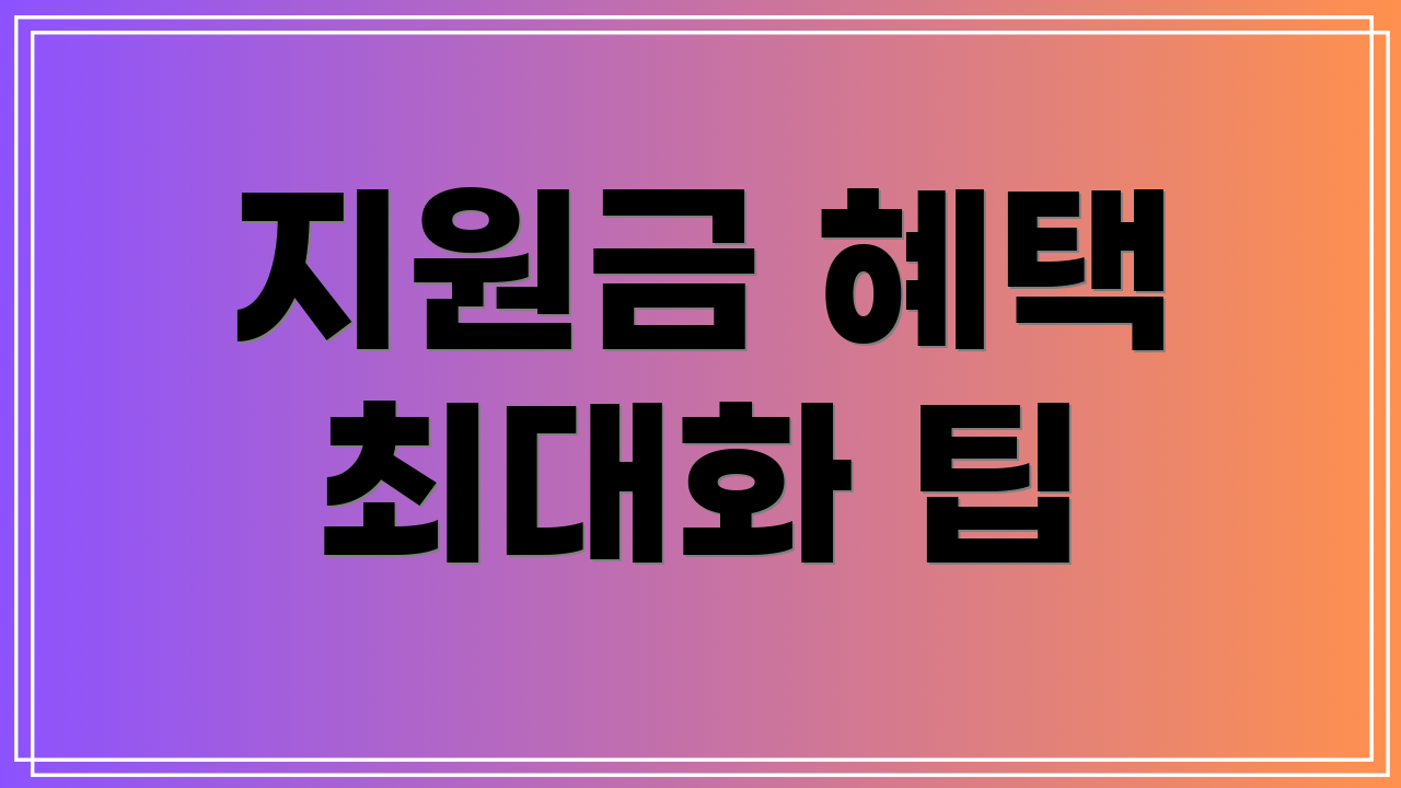 지원금 혜택 최대화 팁