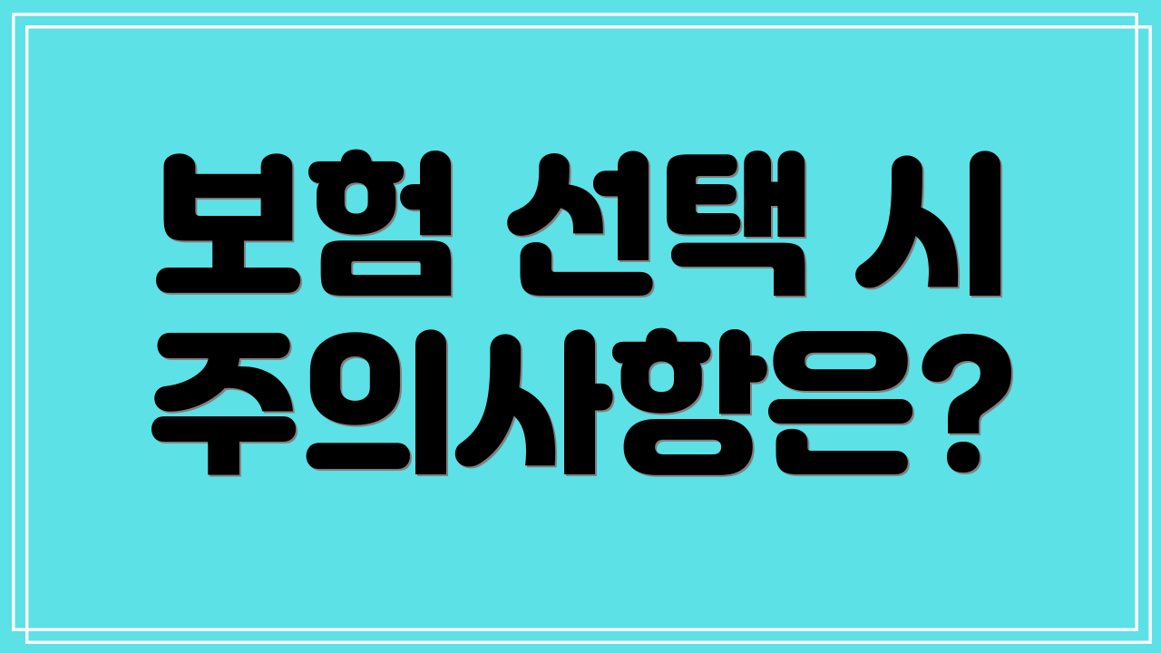 보험 선택 시 주의사항은?