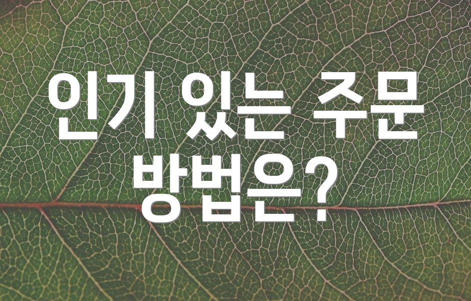 인기 있는 주문 방법은?