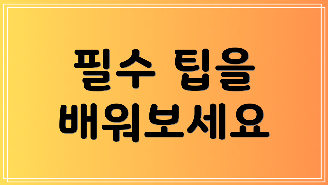 필수 팁을 배워보세요