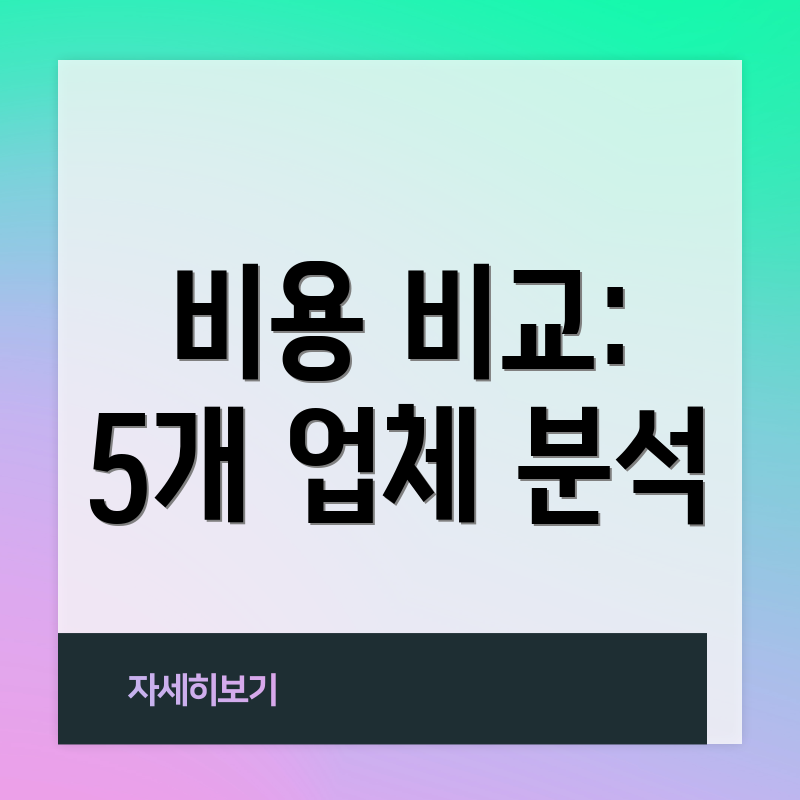 비용 비교: 5개 업체 분석