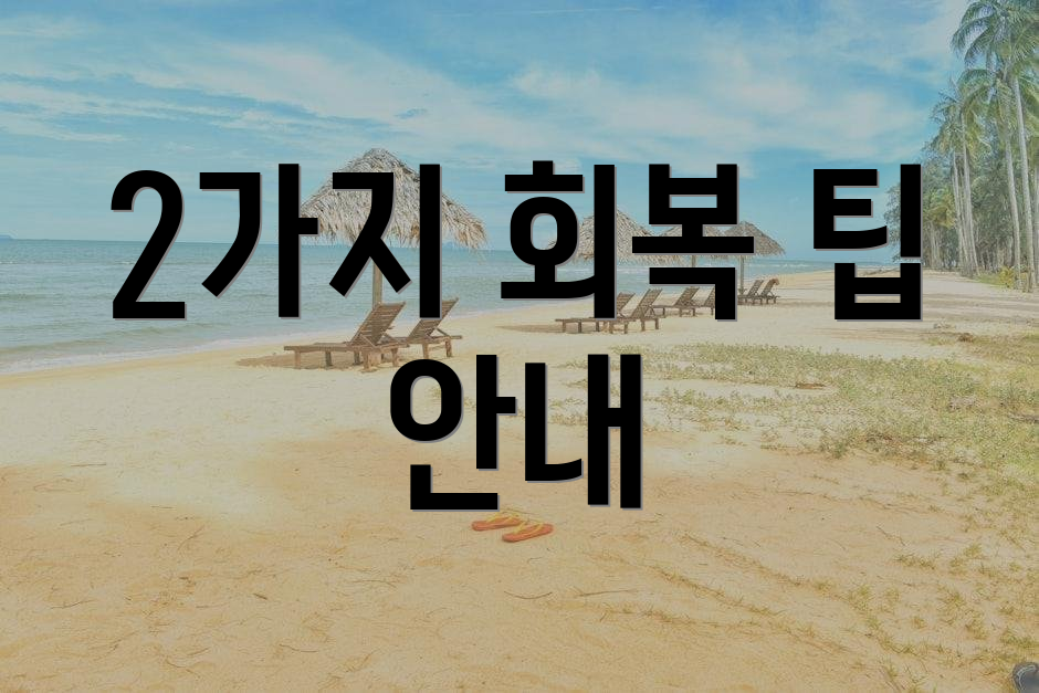 2가지 회복 팁 안내