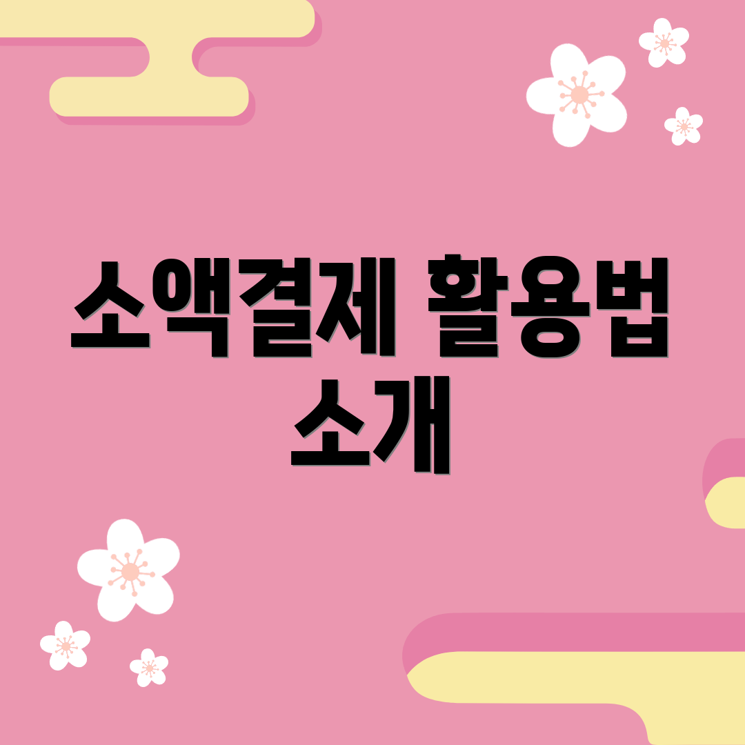 소액결제 활용법 소개
