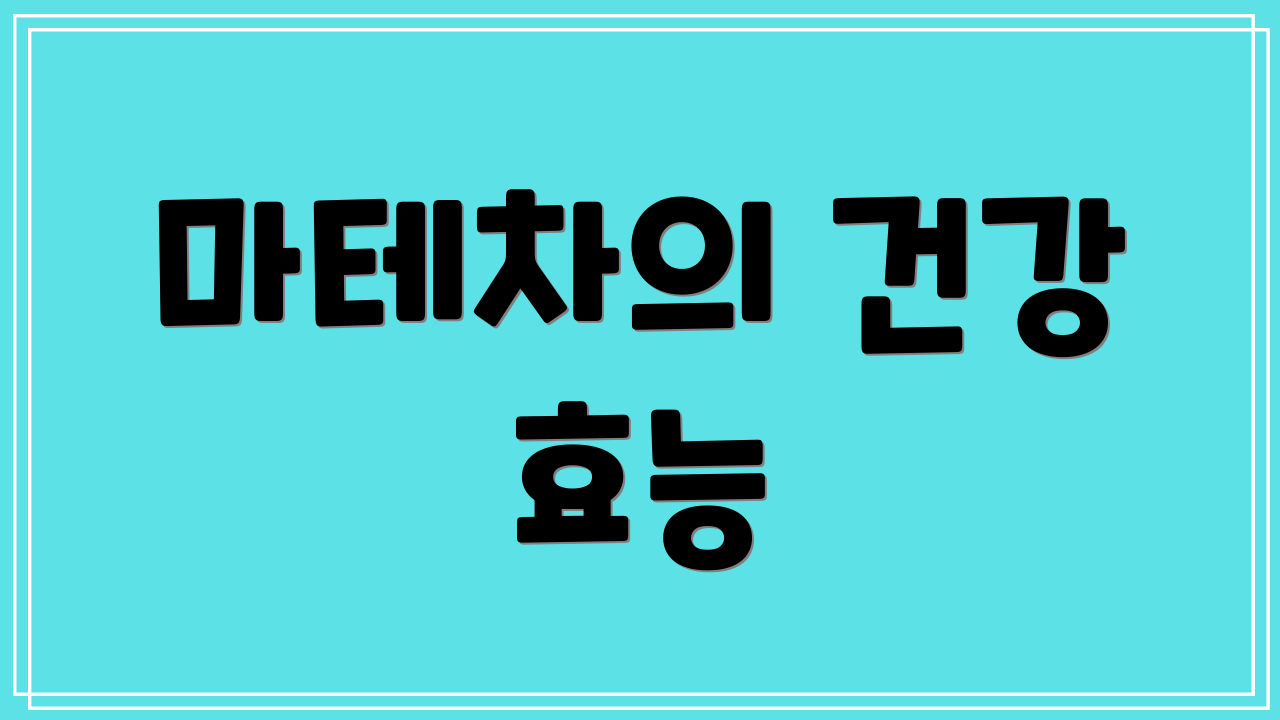 마테차의 건강 효능