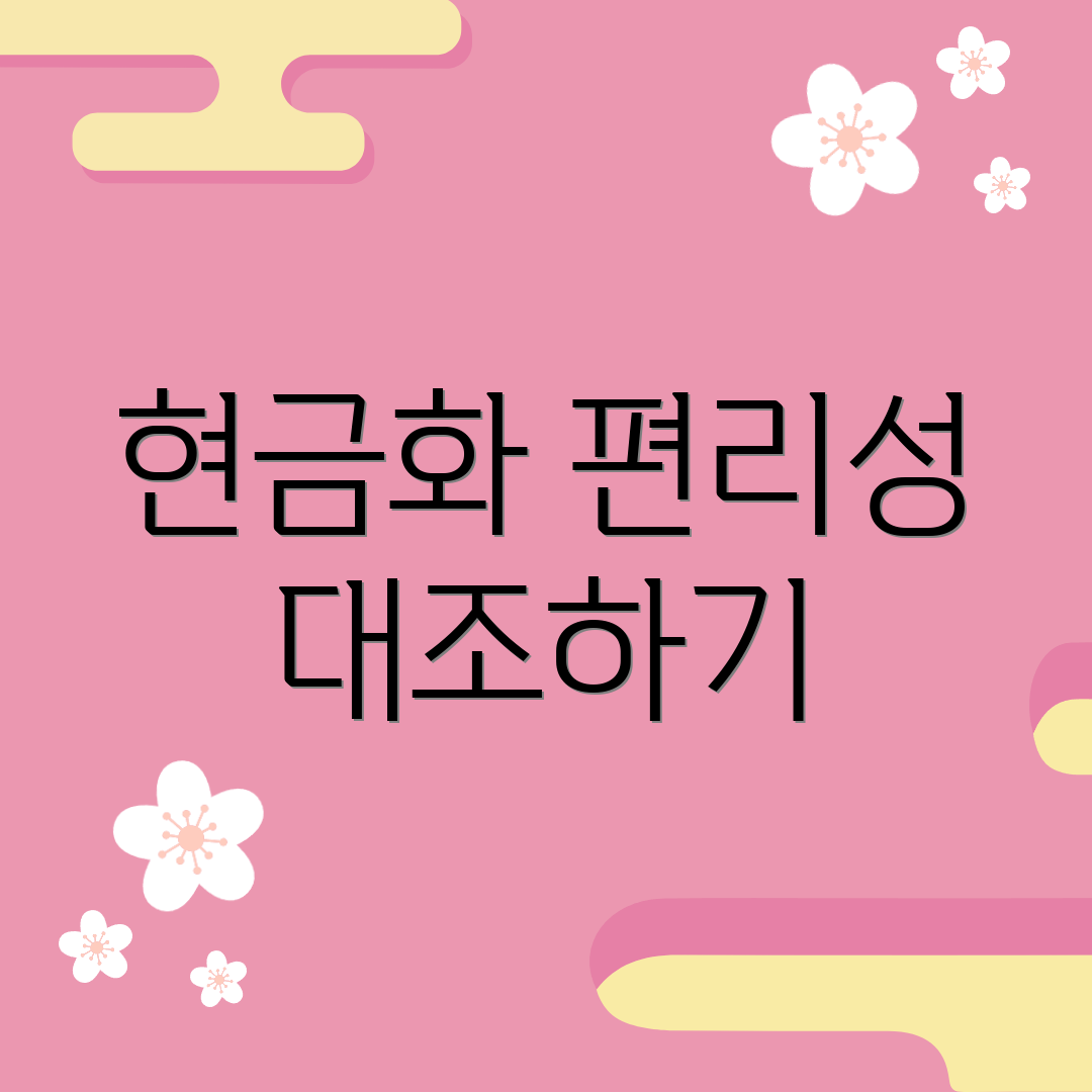 현금화 편리성 대조하기
