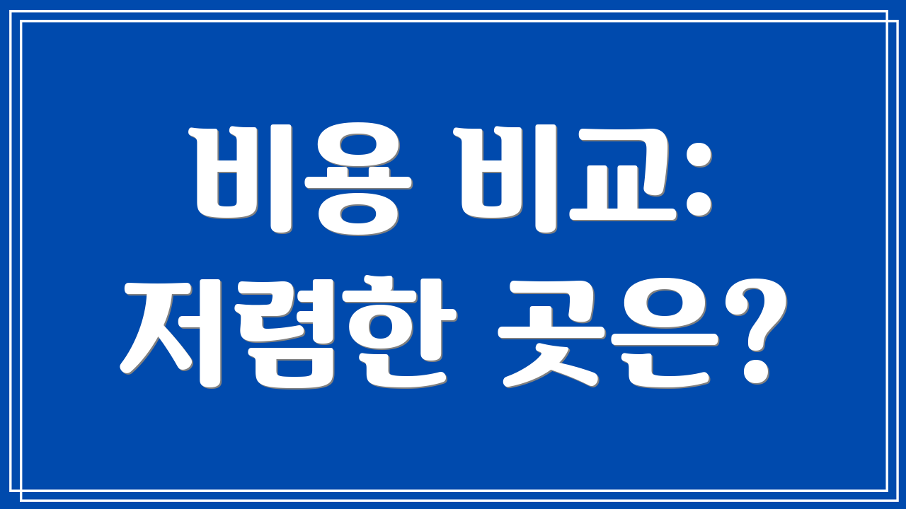 비용 비교: 저렴한 곳은?