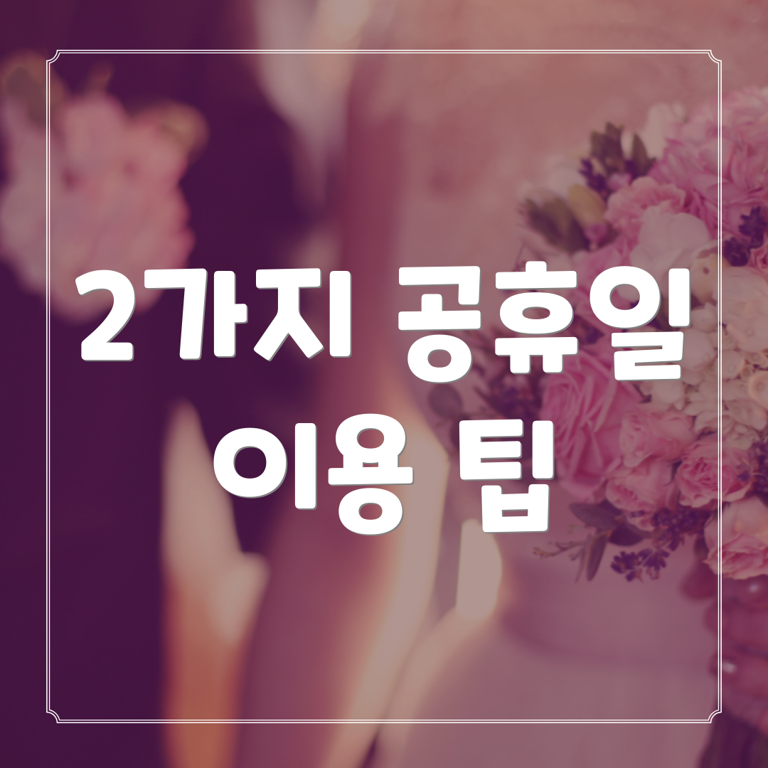 2가지 공휴일 이용 팁