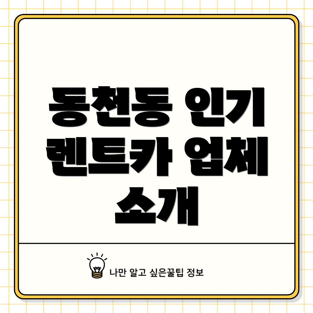 동천동 인기 렌트카 업체 소개