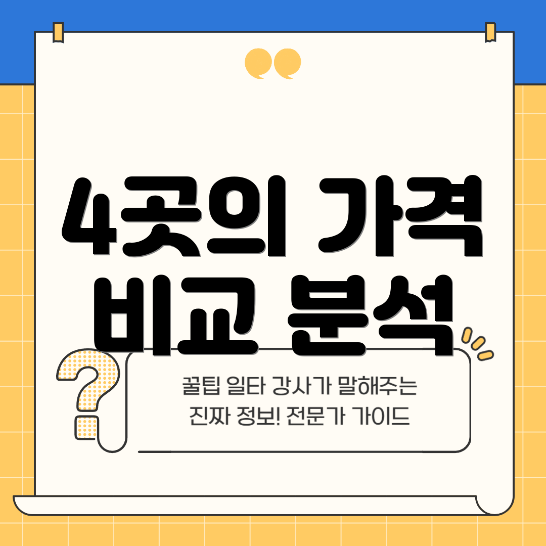 4곳의 가격 비교 분석