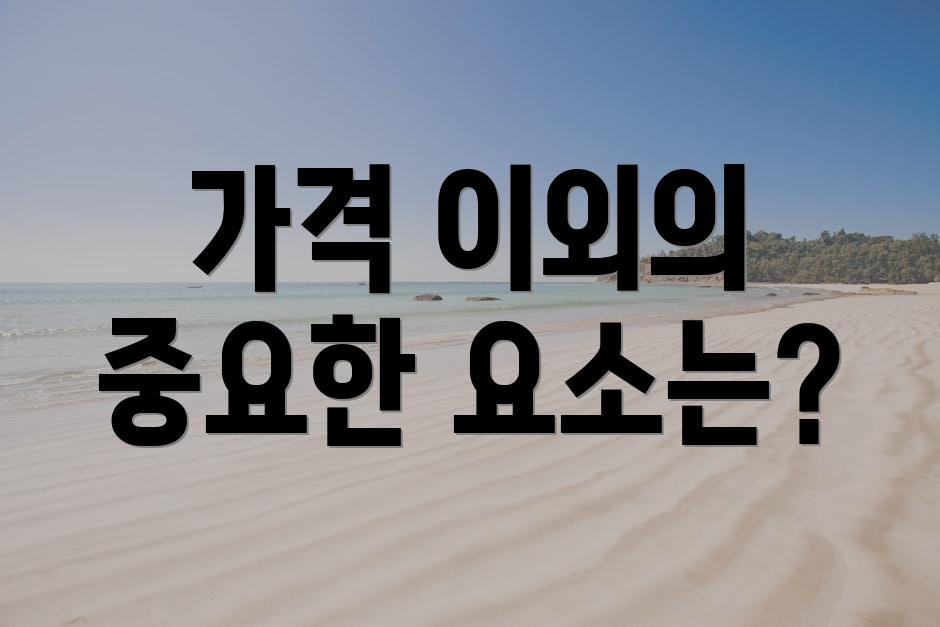 가격 이외의 중요한 요소는?