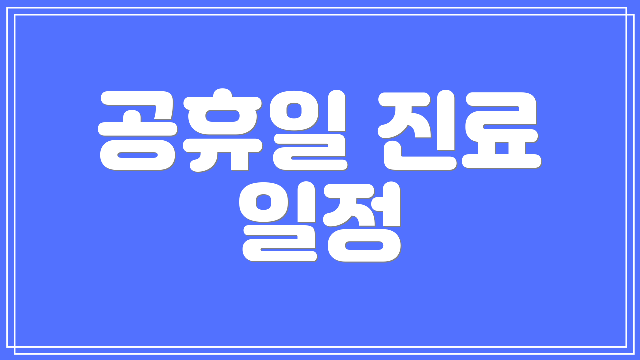 공휴일 진료 일정