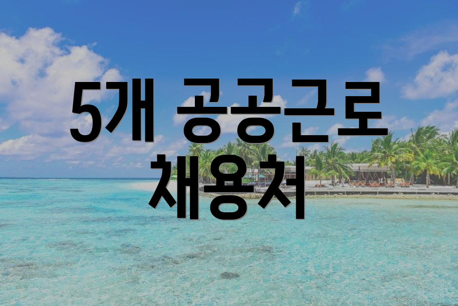 5개 공공근로 채용처