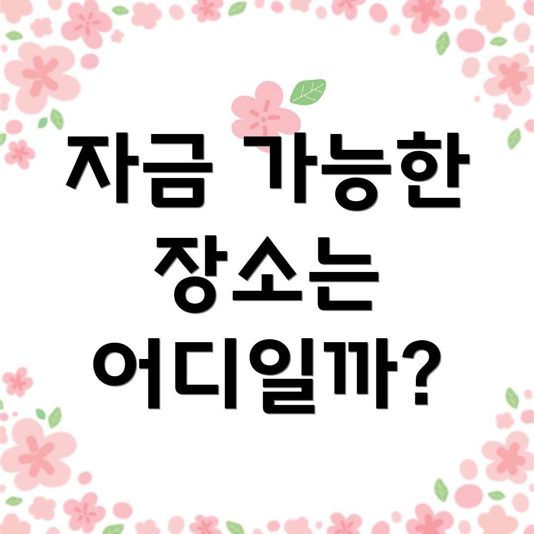 자금 가능한 장소는 어디일까?