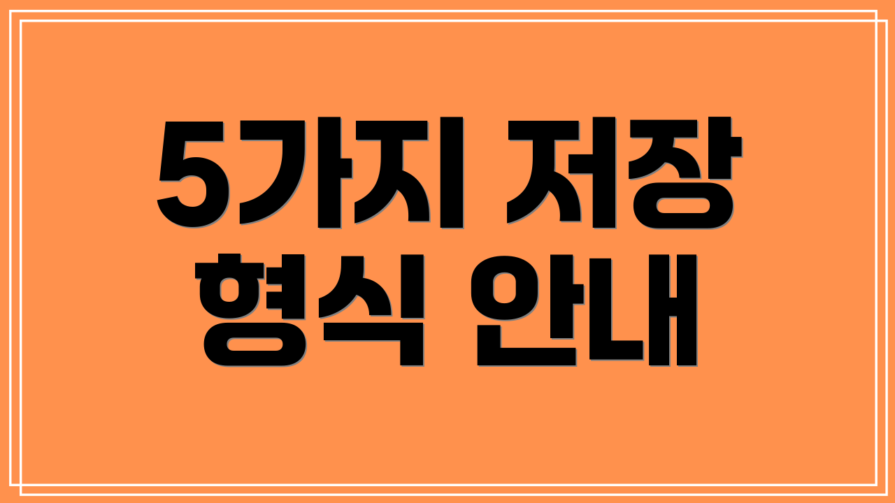 5가지 저장 형식 안내