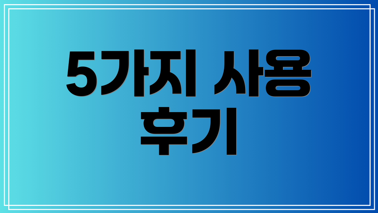 5가지 사용 후기