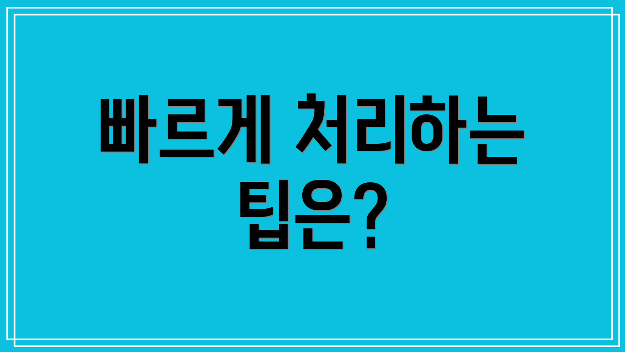 빠르게 처리하는 팁은?