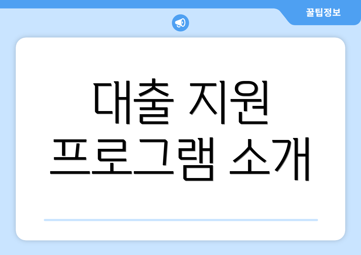 대출 지원 프로그램 소개
