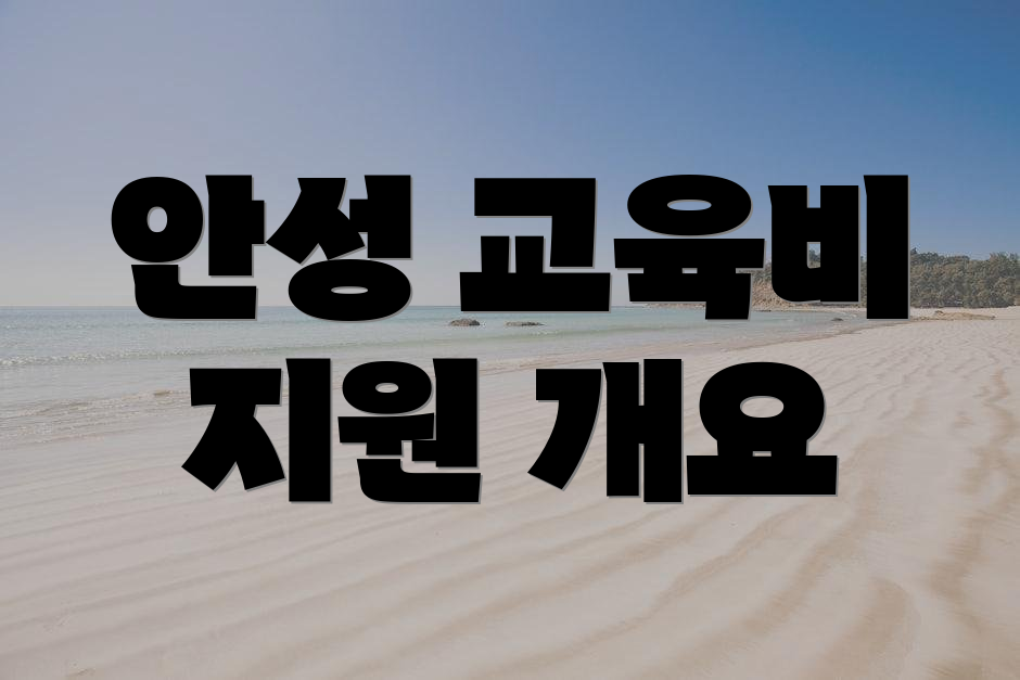 안성 교육비 지원 개요