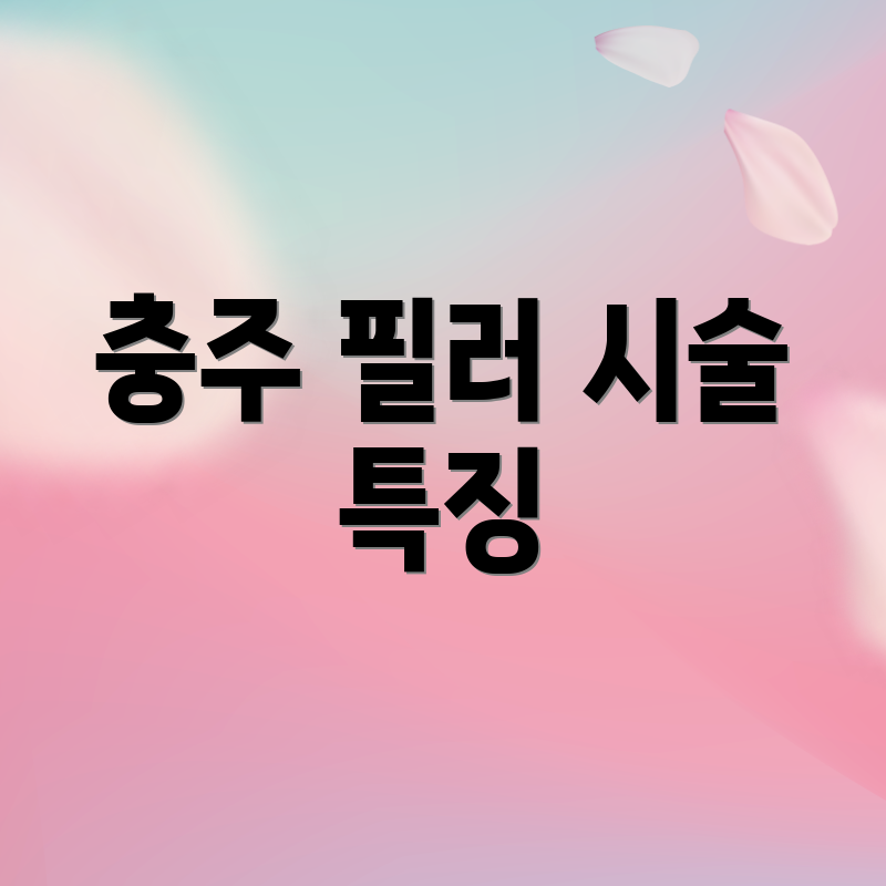 충주 필러 시술 특징